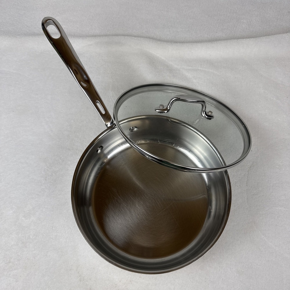 Emeril 8 Inch Stainless Steel Copper Core Saute Frying Pan With Lid Tall Sides - Picture 6 of 8